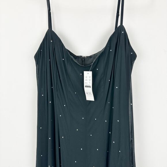 J.Crew Embellished Slip Gown Black Maxi Long Dress Formal Evening US 14 NWT - Picture 7 of 14